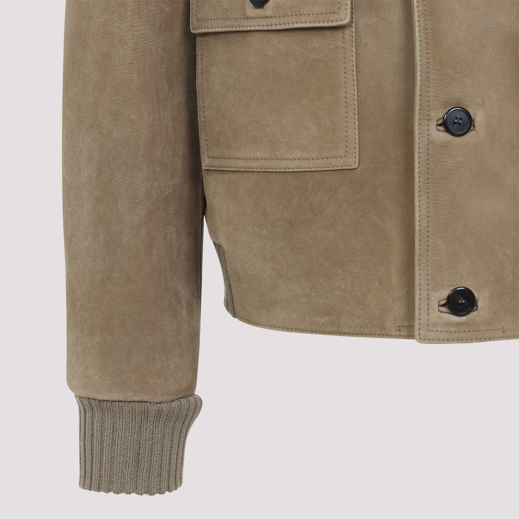Prada Classic Button-up Lamb Leather Jacket In Brown