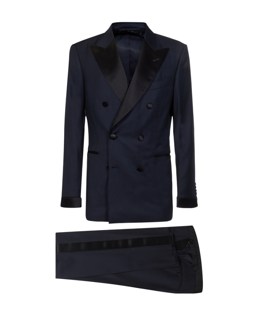 Tom Ford Double-breasted Tailored Suit In Blue