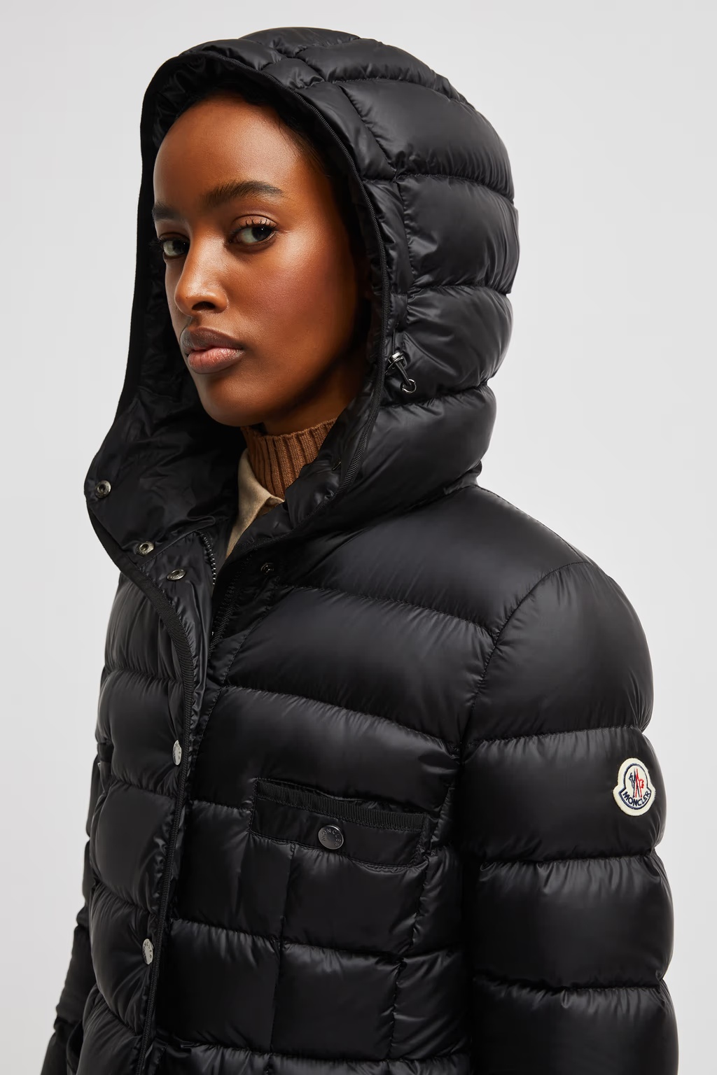 Moncler Hirma Long Down Jacket Black In Black