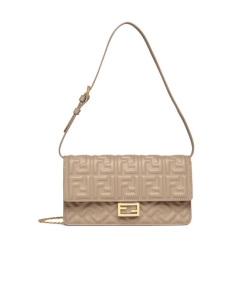 Fendi Dove Gray Nappa Leather Wallet With Ff Motif In Nude
