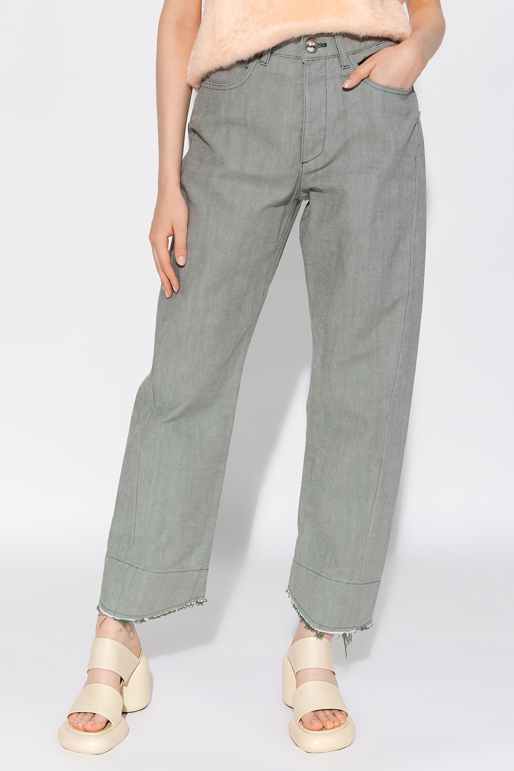 Jil Sander High-rise Wide-leg Trousers In Green