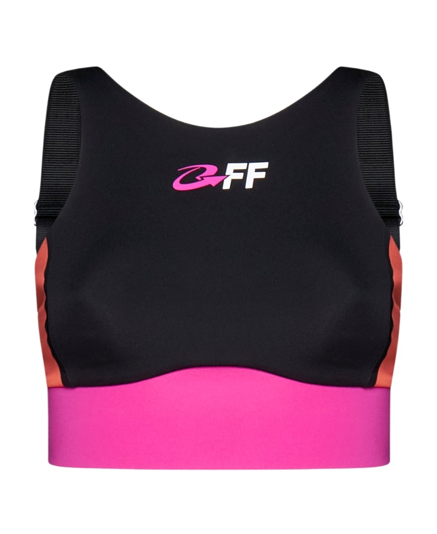 Off-white Color-block Sports Bra In Black