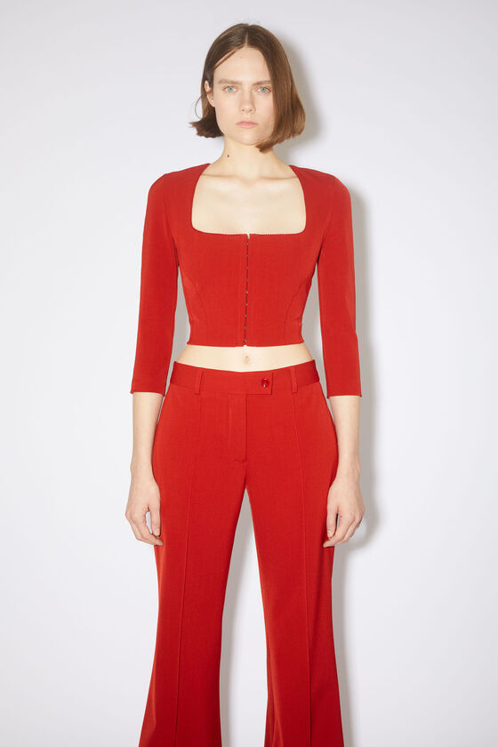 Acne Studios Square-neck Cropped Blouse In Red
