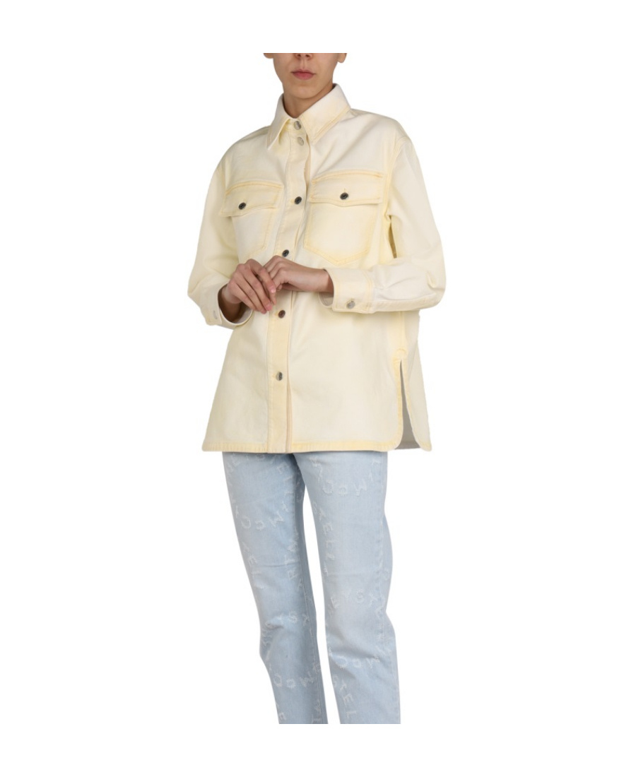 Stella Mccartney Denim Shirt Jacket In Nude