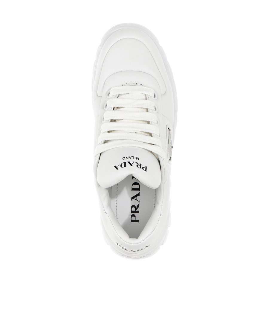 Prada Low Lace-up Sneakers In White