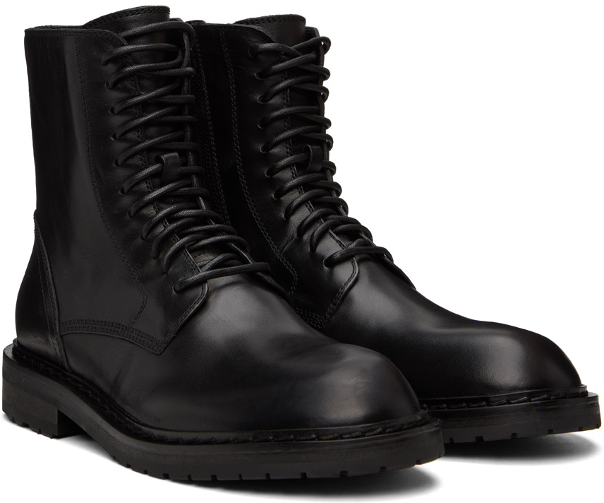Ann Demeulemeester Round Toe Ankle Boots In Black