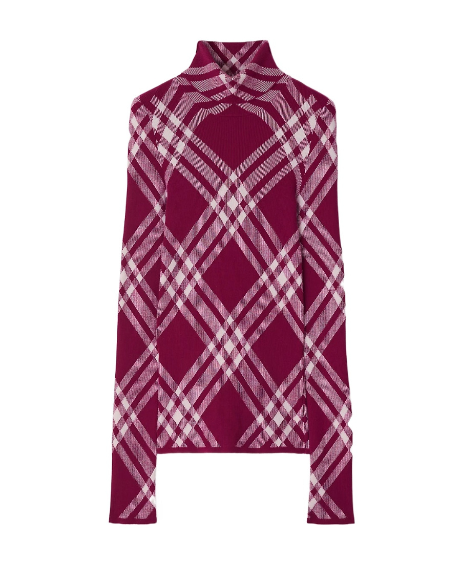 Burberry Wool-blench Check Sweater In Red