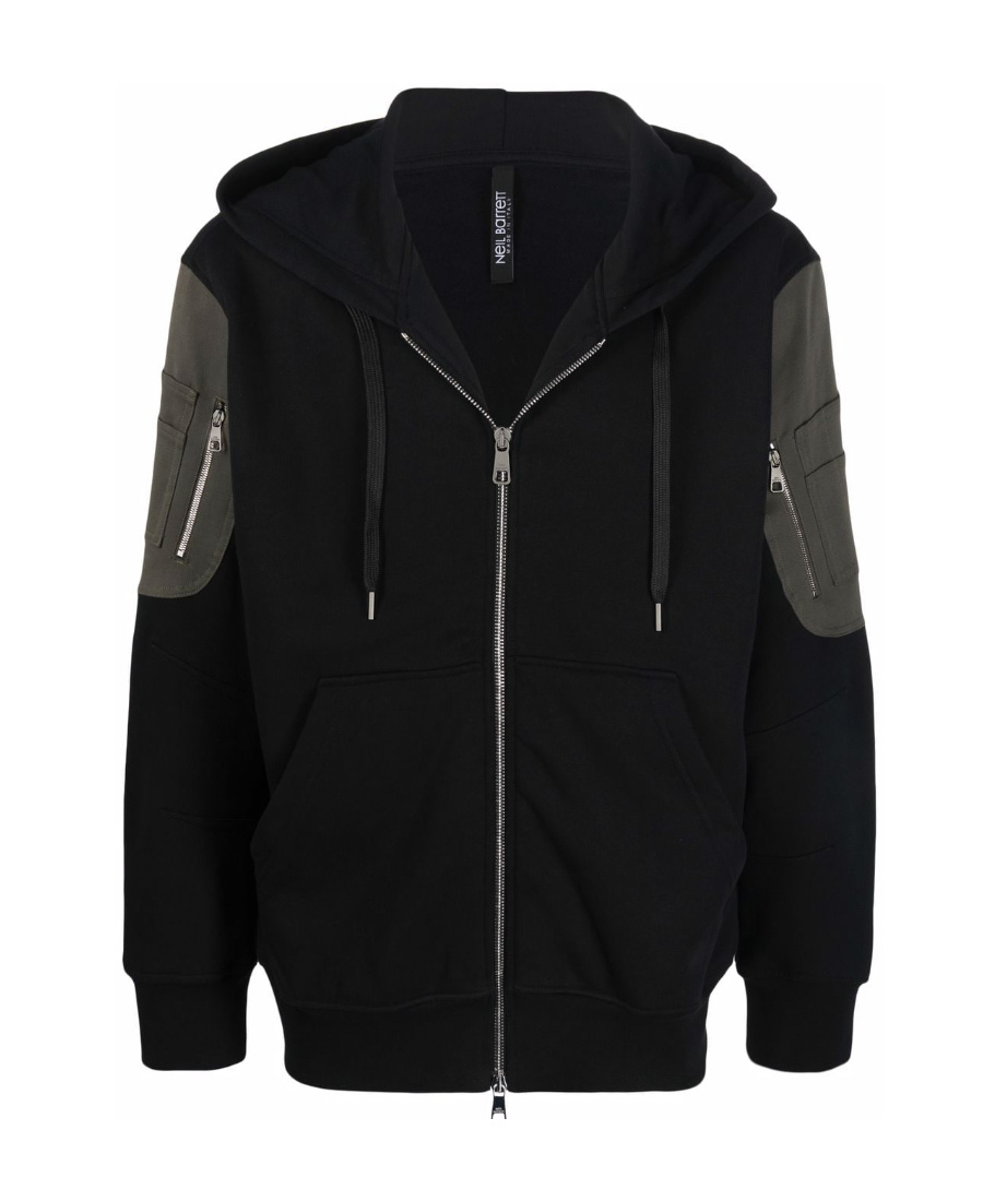 Neil Barrett Black Zippered Sweatshirt In Black
