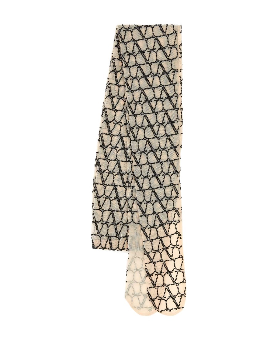Valentino All-over Patterned Tights In Nude