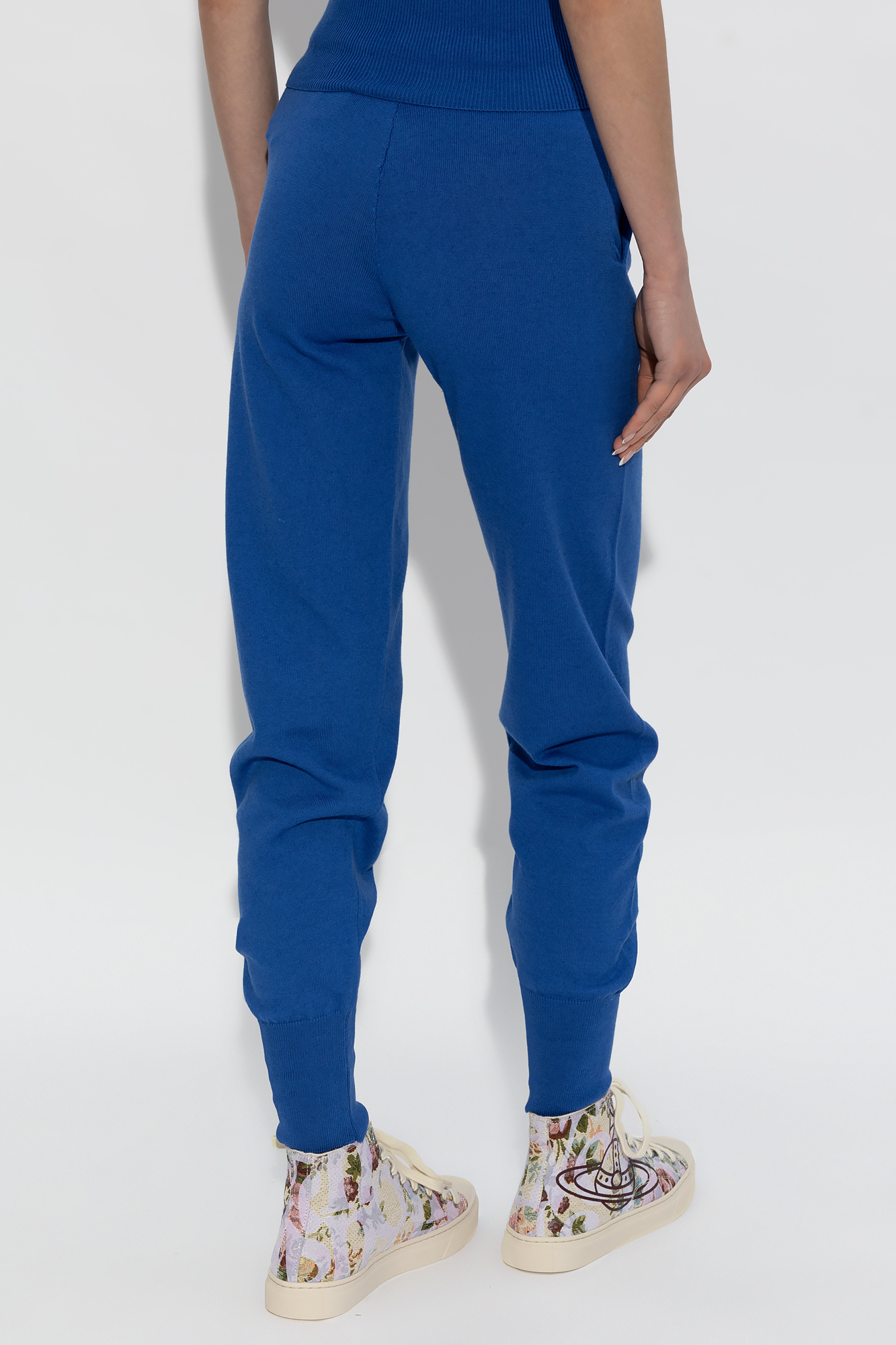 Vivienne Westwood Ocean Orb-embroidered Tapered Trousers In Blue