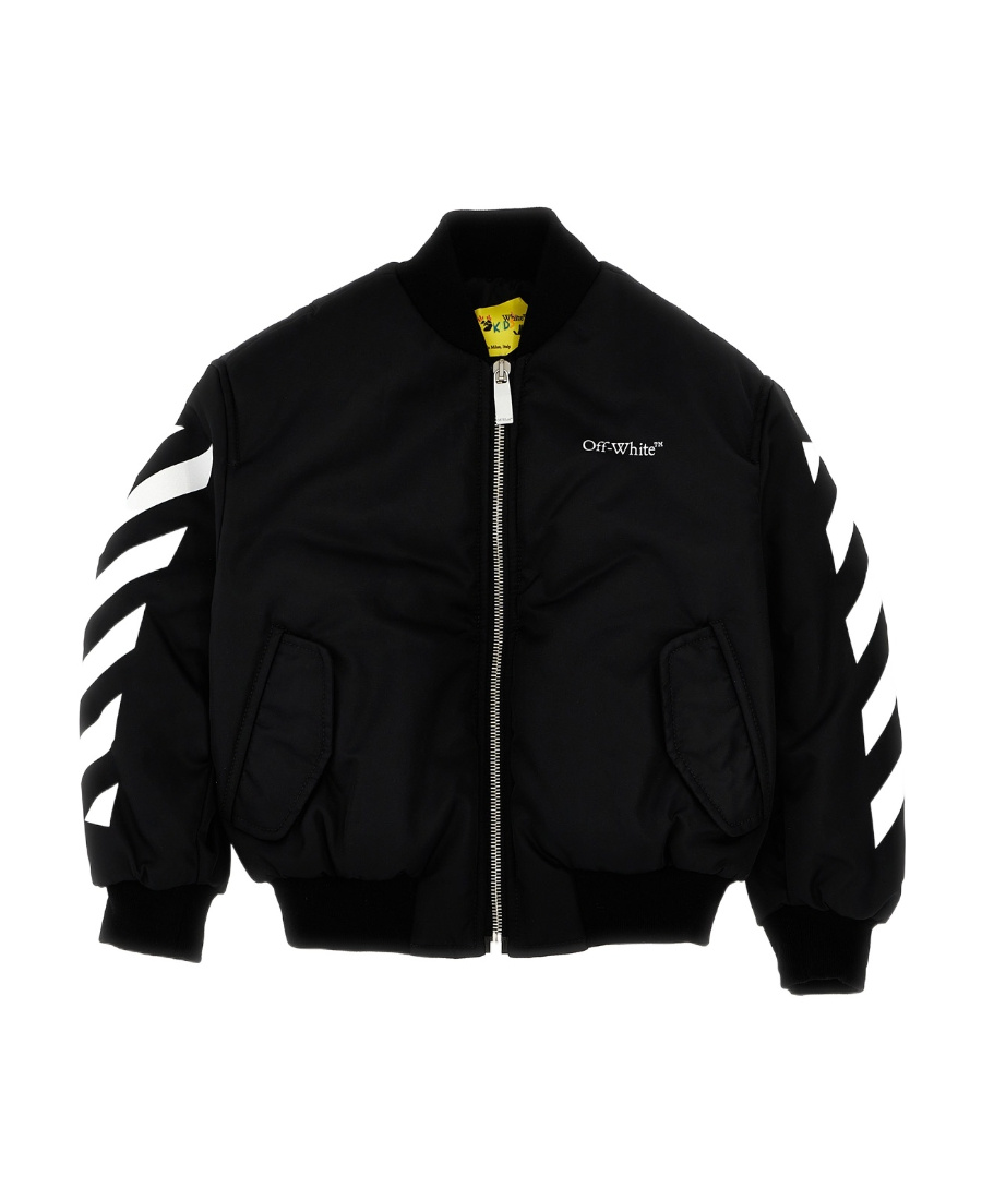 Off-white Diag-stripe Bomber Jacket In Black