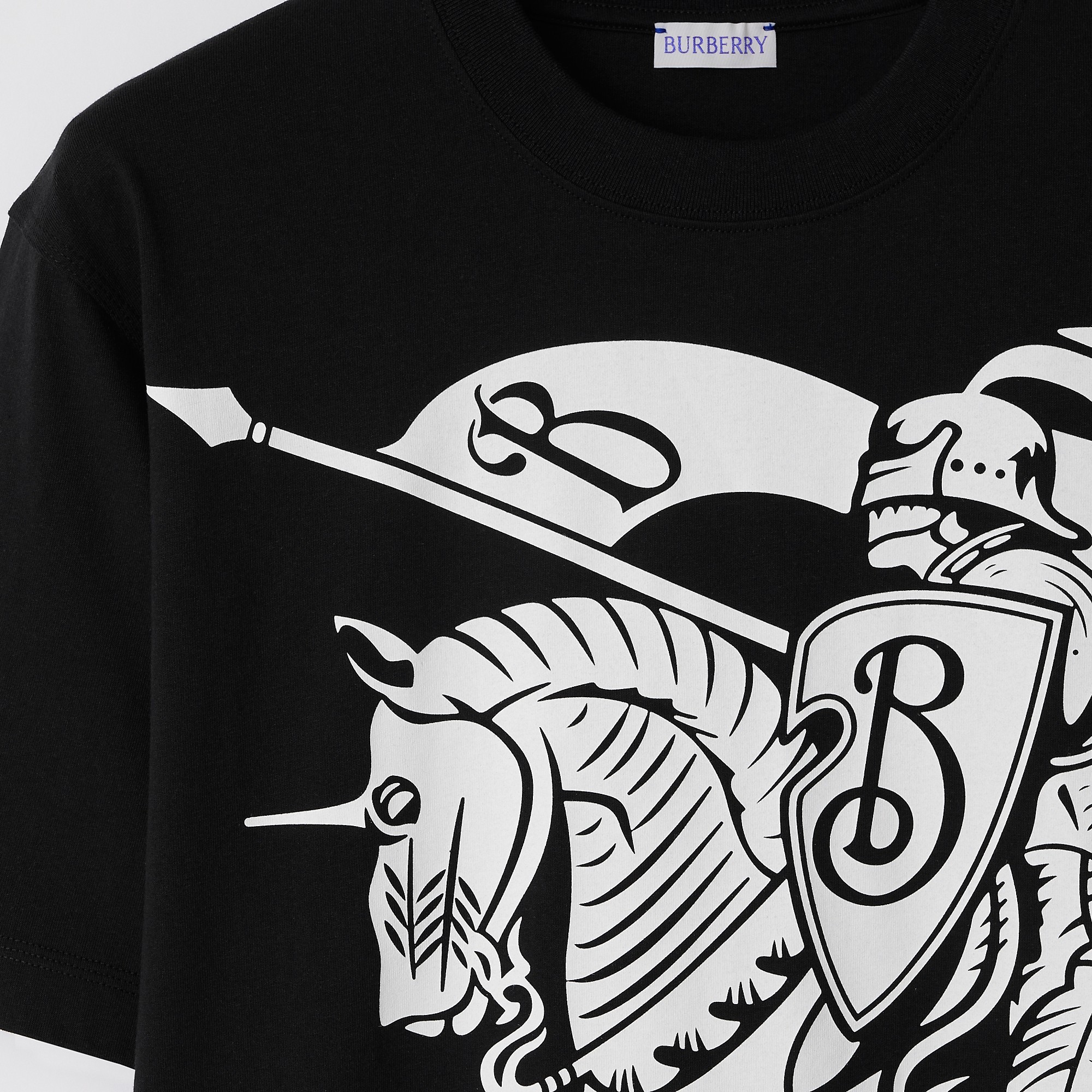 Shop Burberry Equestrian Knight-print Cotton T-shirt In Black