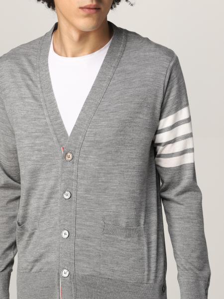 Thom Browne 4-bar Wool Fine Knit Cardigan In Gray