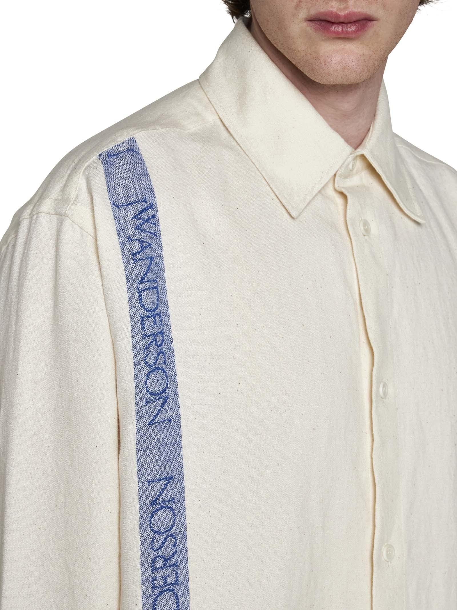 Jw Anderson Striped Cotton And Linen Shirt In White