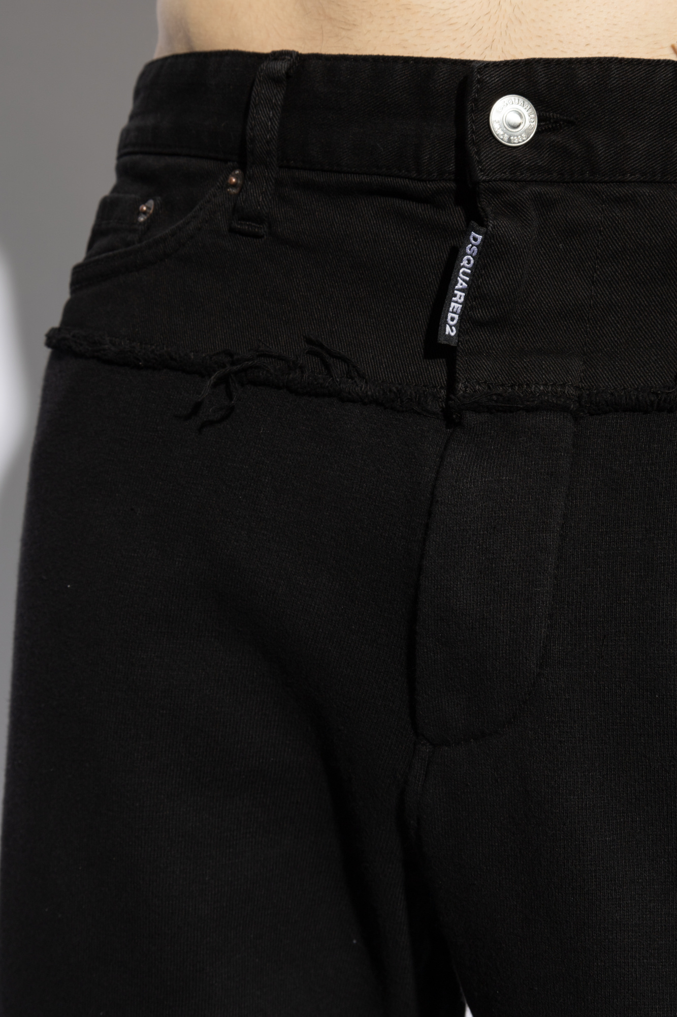 Dsquared2 Denim-panel Cotton Track Pants In Black