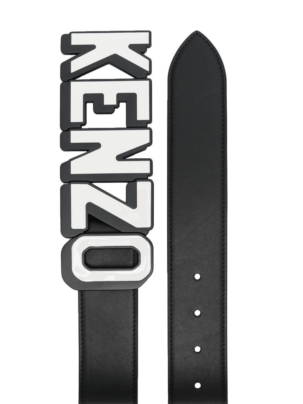 Kenzo Leather Buckle Belt With Pop Art Print In Black