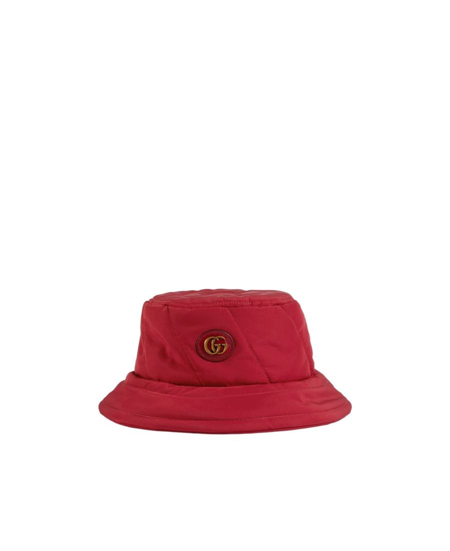 Gucci Double G Padded Buckle Hat In Red