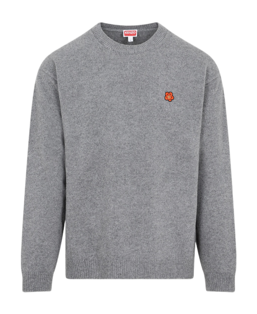 Kenzo Sweater With Boke Flower Patch In Gray