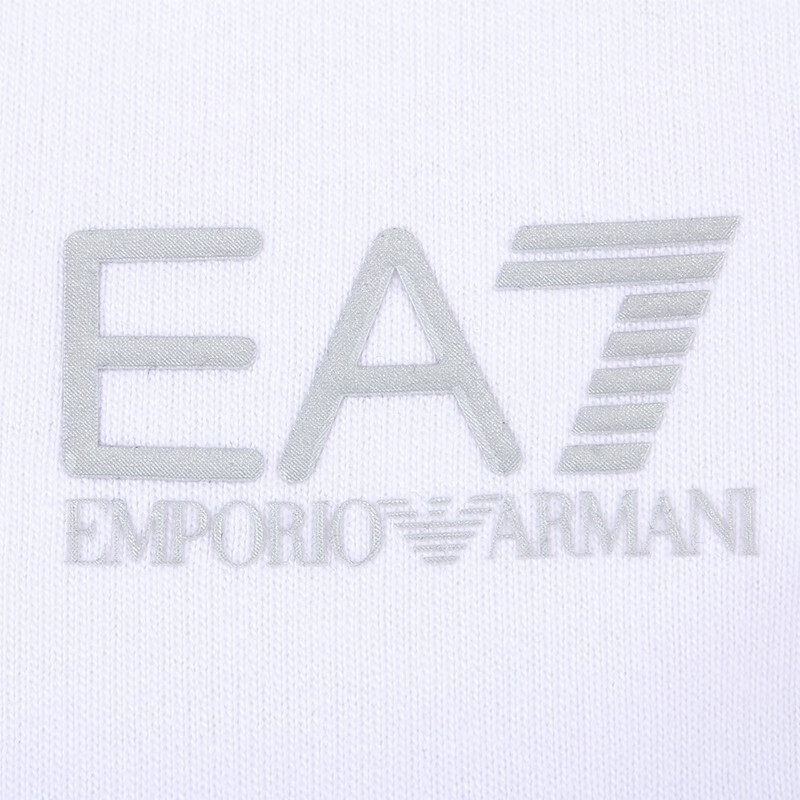 Ea7 Logo Round Neck Sweater In White