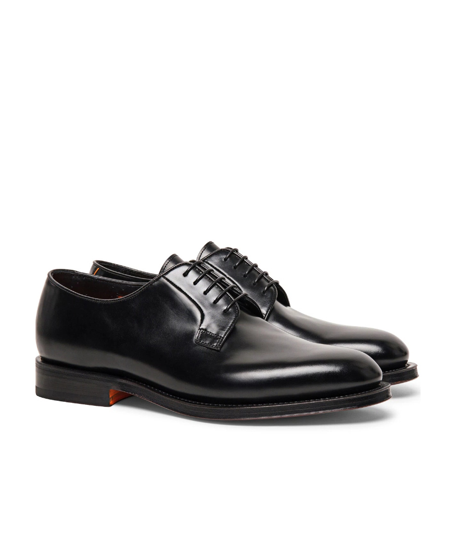 Santoni Man Lace-up Shoes Black Size 9 Leather In Black