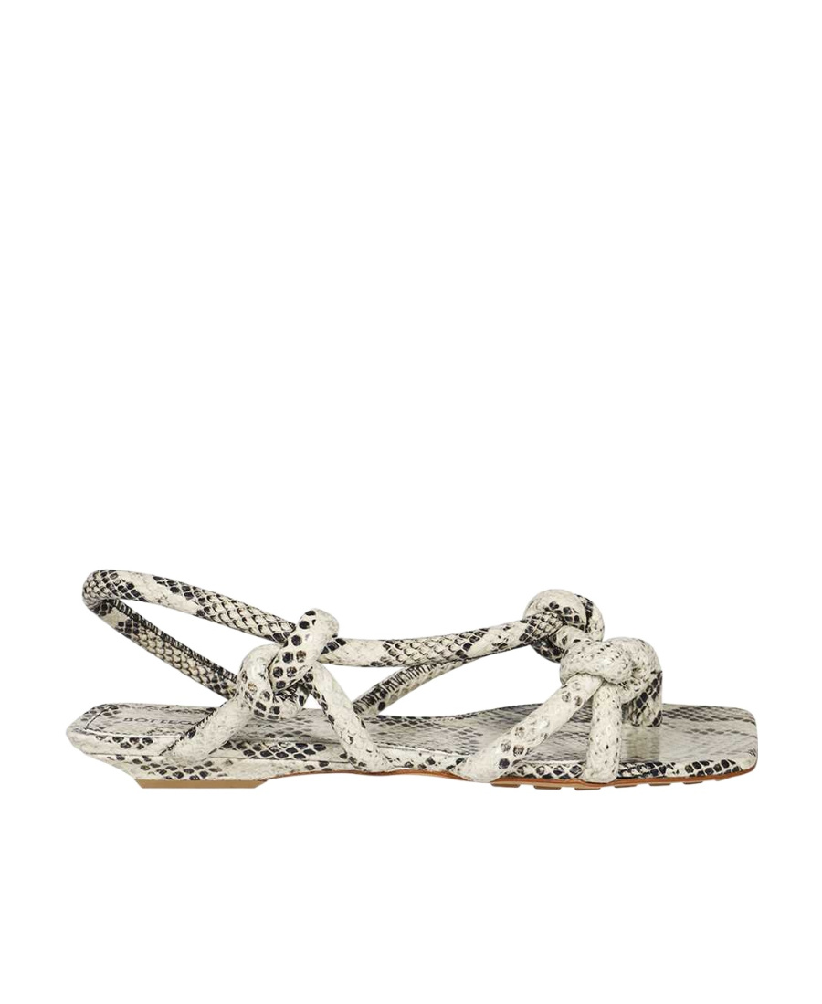 Bottega Veneta Logo Flat Sandals In Gray