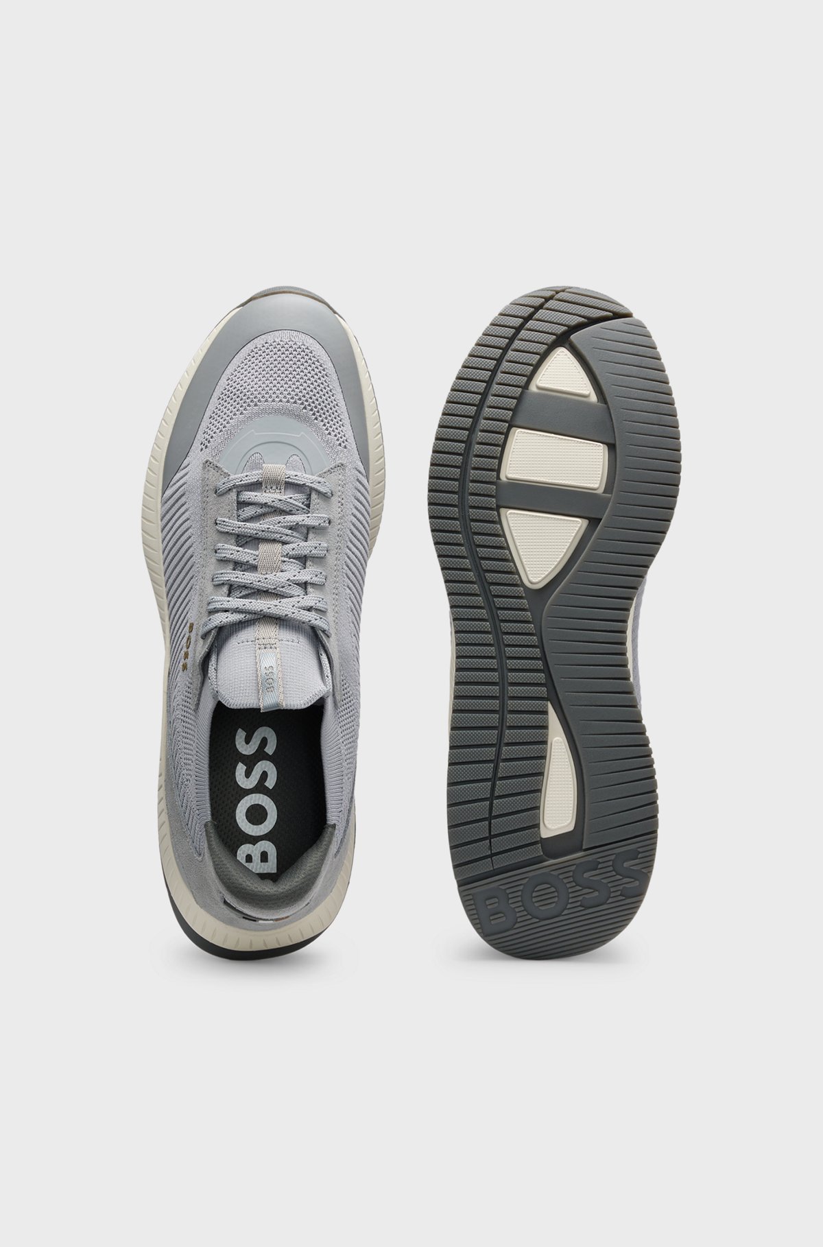 Hugo Boss Ttnm Evo Trainers With Knitted Uppers In Gray