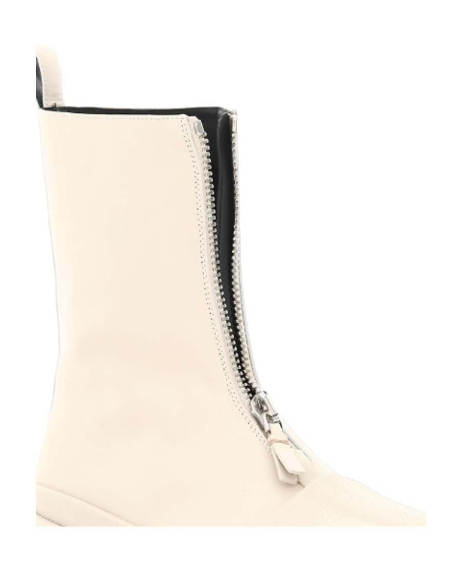 Jil Sander Leather Front-zip Ankle Boots In Nude
