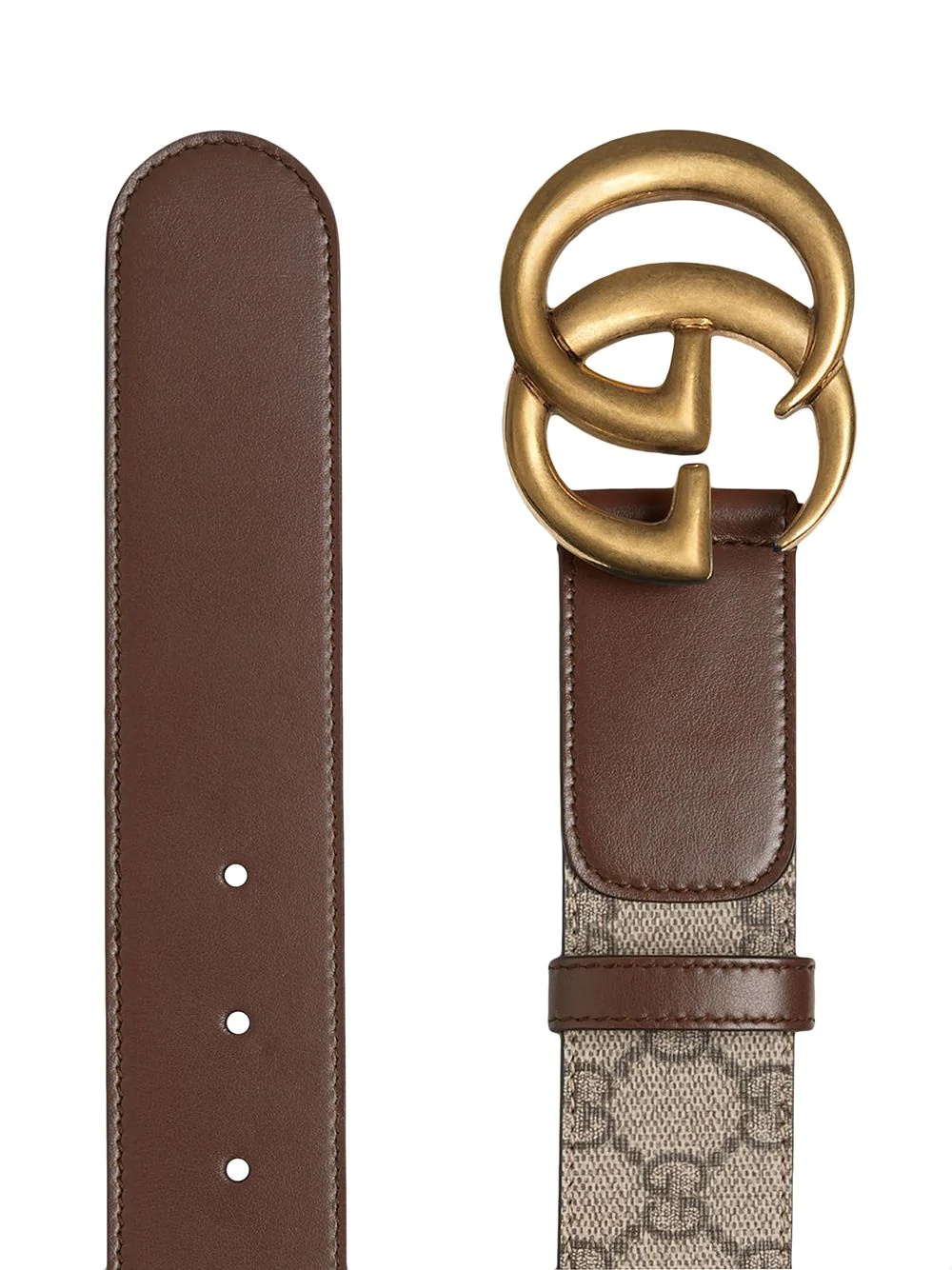 Gucci Double G Buckle Gg Belt In Brown