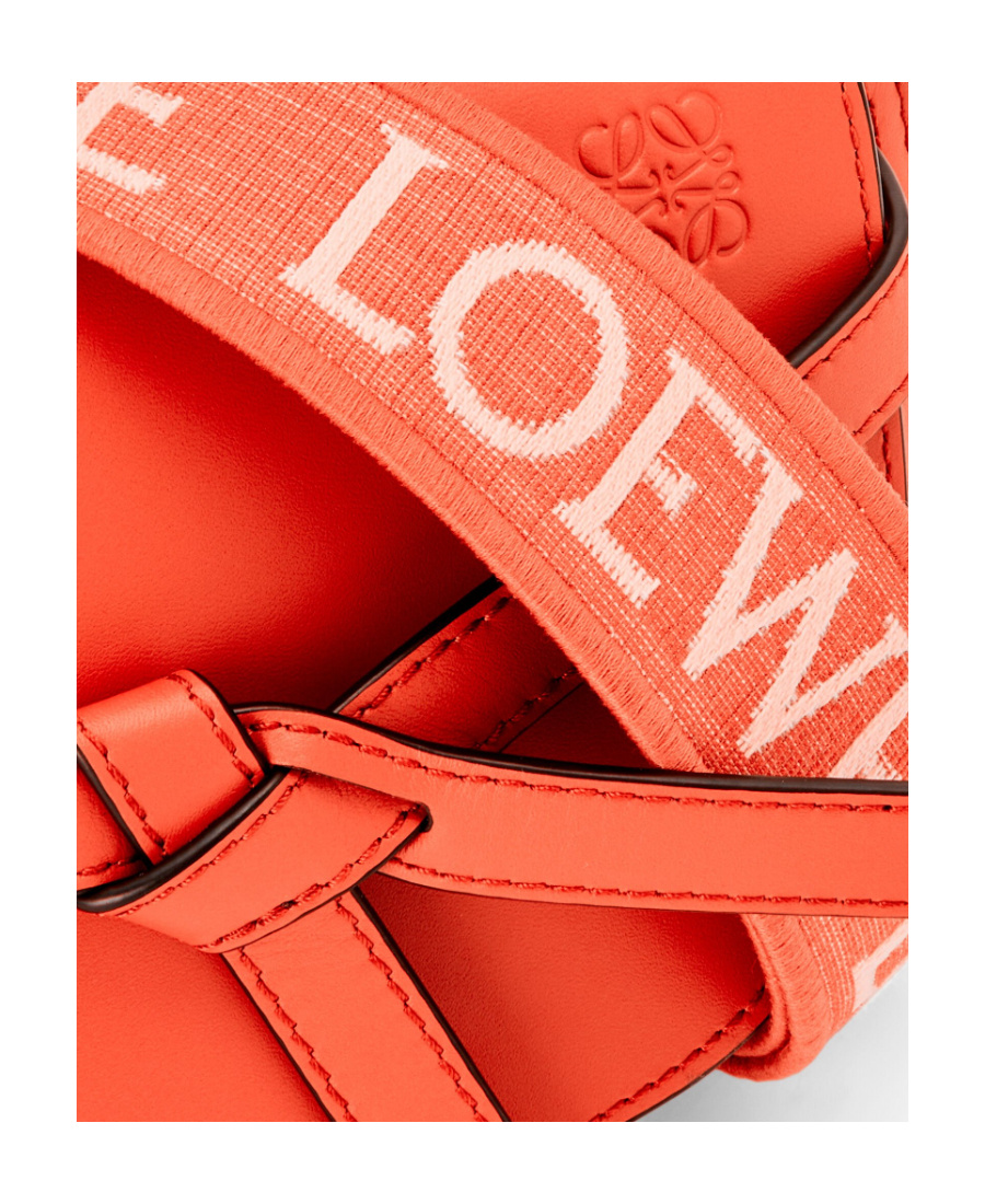 Loewe Mini Gate Dual Bag In Soft Calfskin And Jacquard In Orange