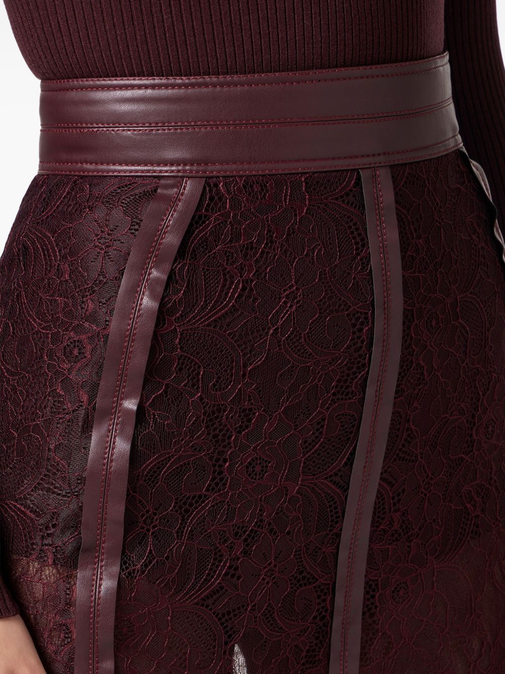 Elisabetta Franchi Lace-contrast Midi Skirt In Animal Print