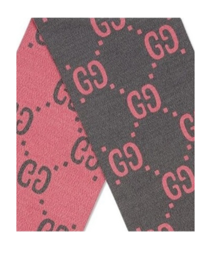 Gucci Gg Jacquard Wool Silk Scarf In Pink