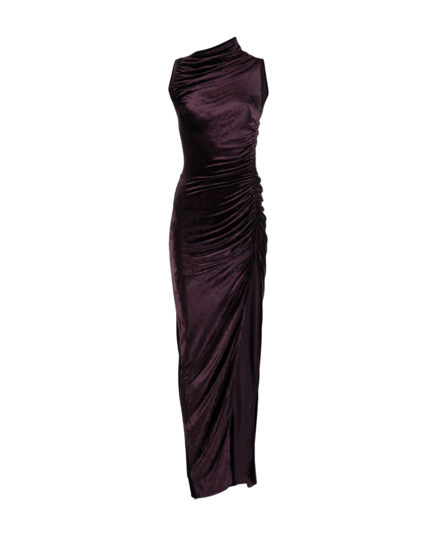 Rick Owens Svita Gathered Velvet Maxi Dress In Black