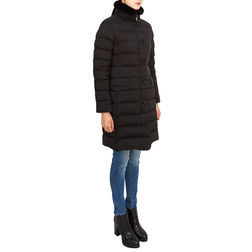 Moorer Vetiver-s3 Padded Down Coat In Black