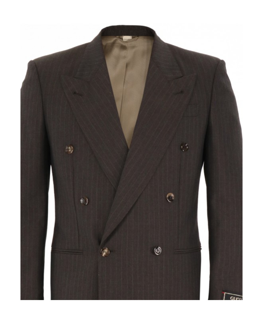 Gucci Pinstripe Wool Blazer In Brown