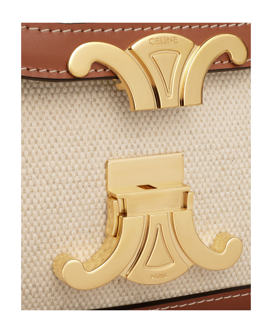 Celine Teen Triomphe Flip Shoulder Bag In Nude