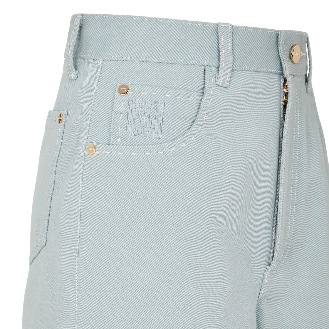 Fendi Ff-motif Cotton Shorts In Blue