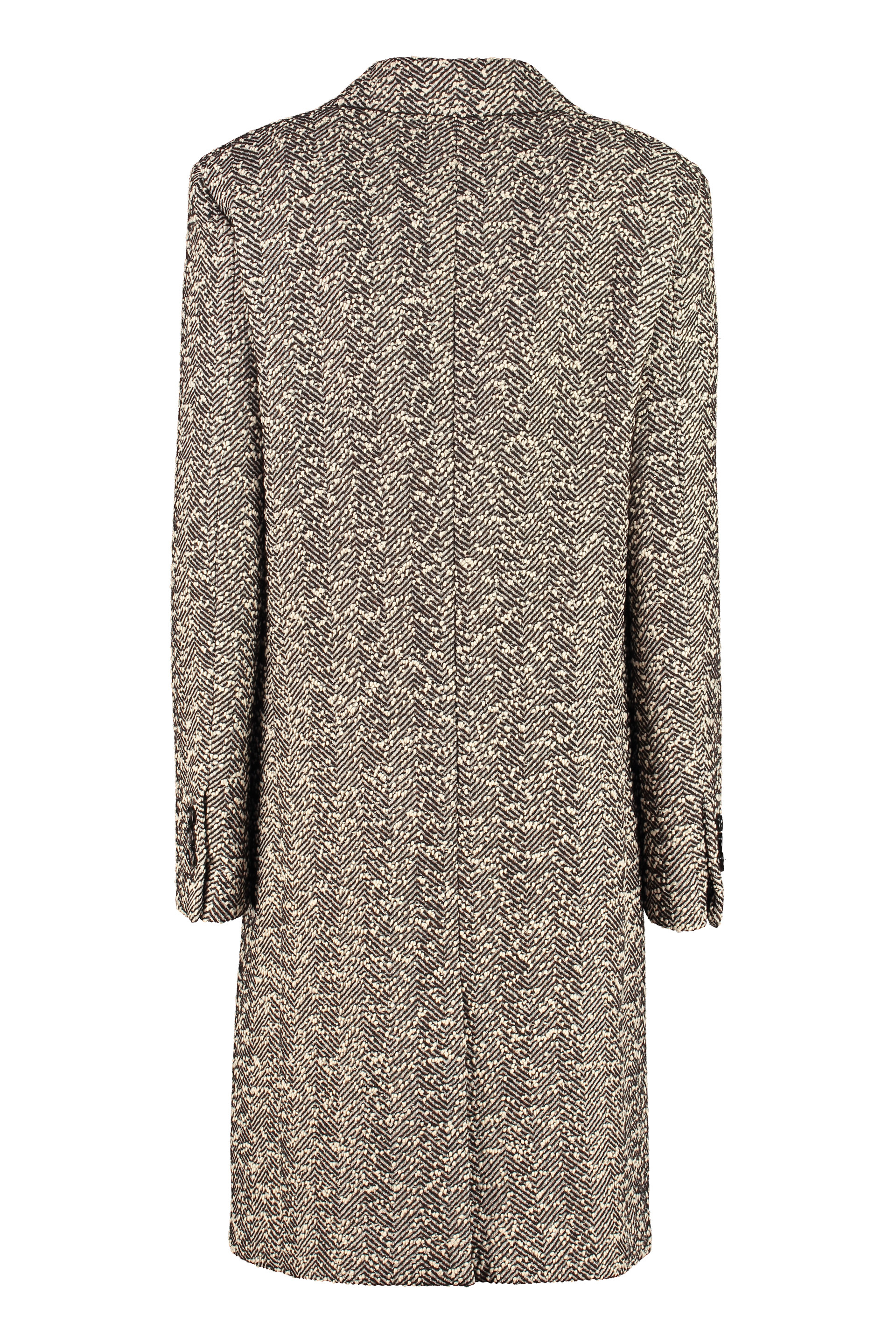 Bottega Veneta Single-breasted Boucle Fabric Coat In Multicolor