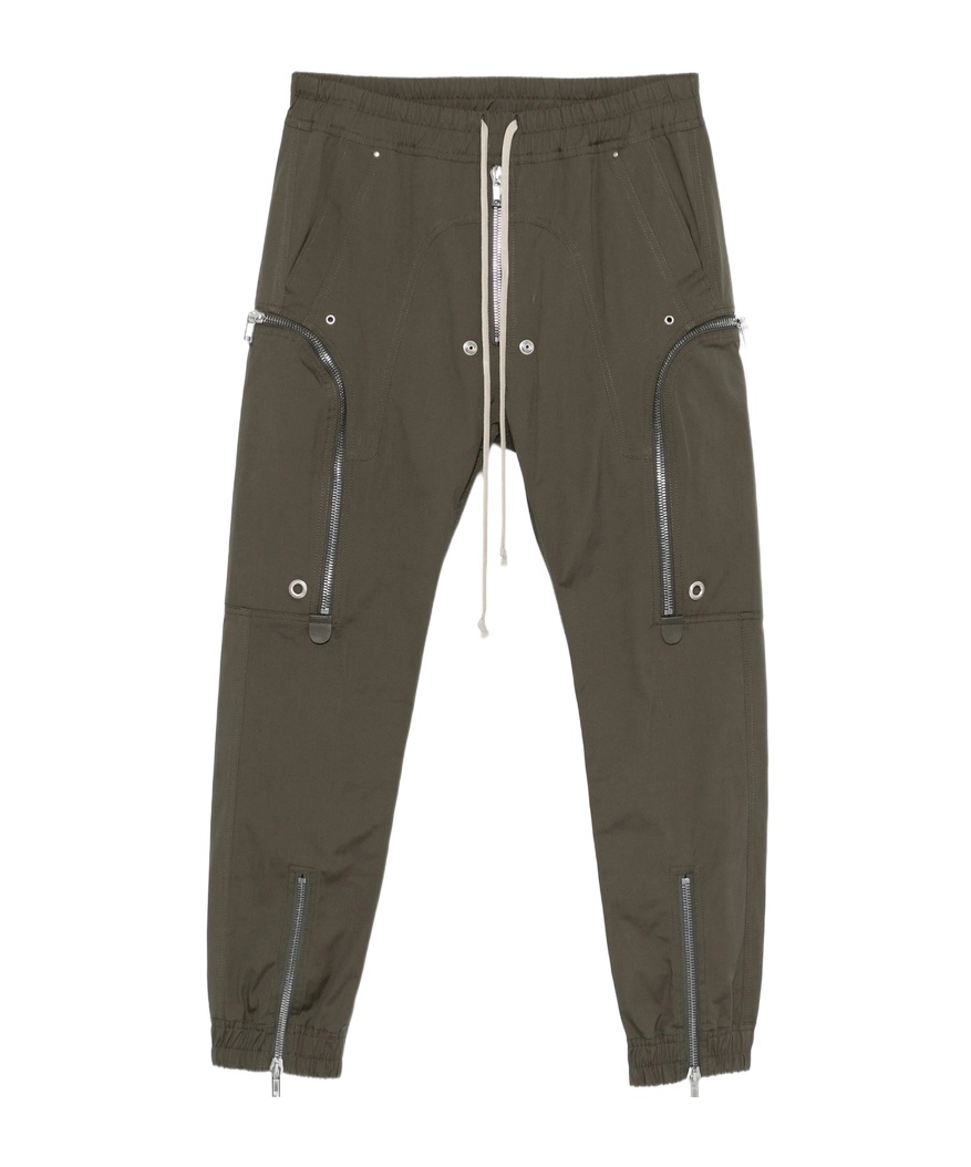Rick Owens Bauhaus Green Pants With Elastic Waist In Cotton Stretch Man In Green
