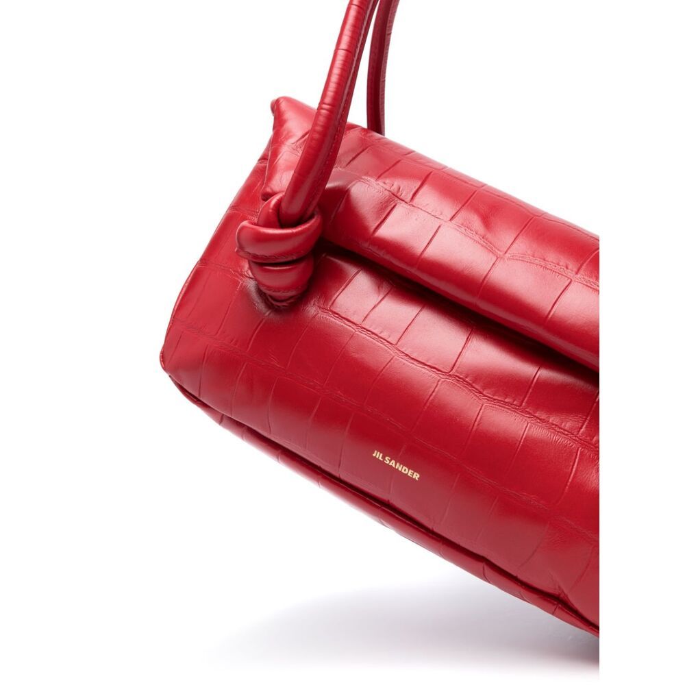 Jil Sander Small Crocodile-effect Shoulder Bag In Red