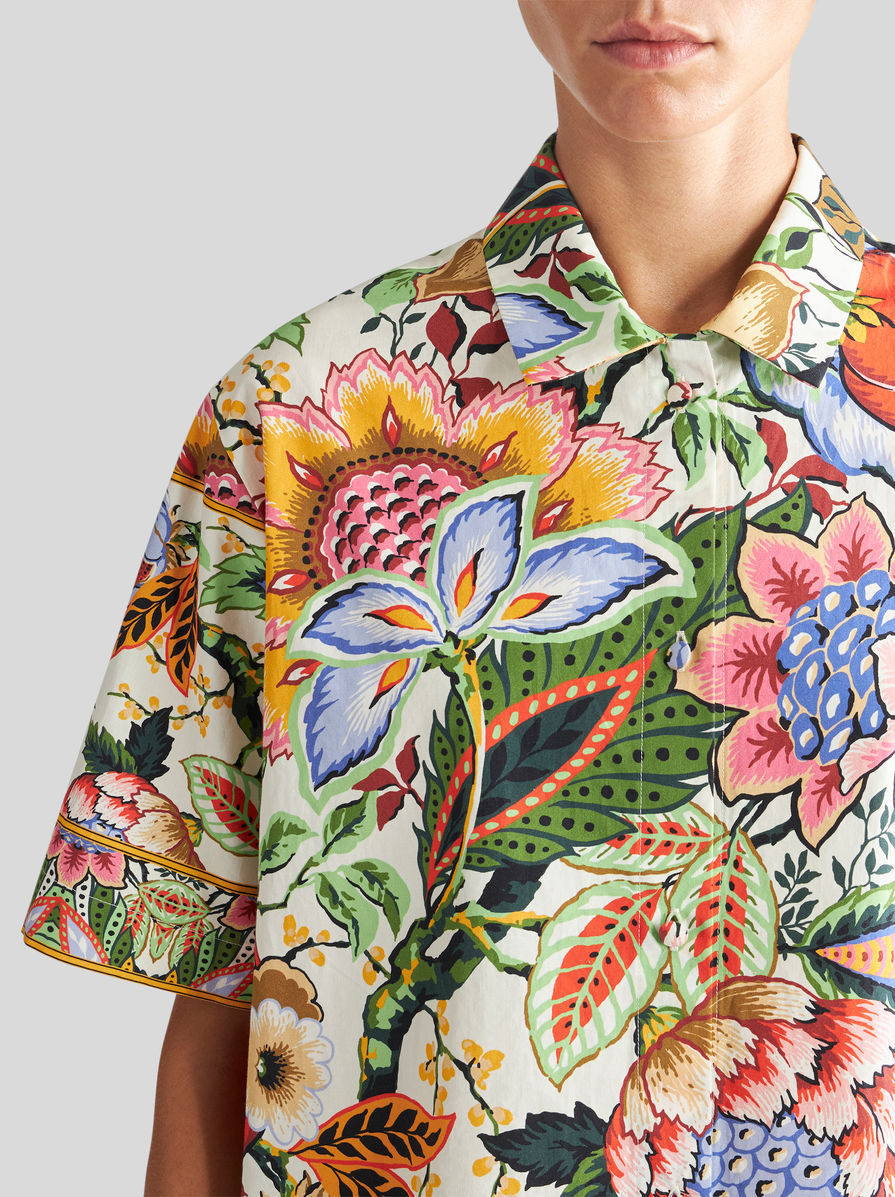 Shop Etro Floral-print Cotton Shirt In Multicolor