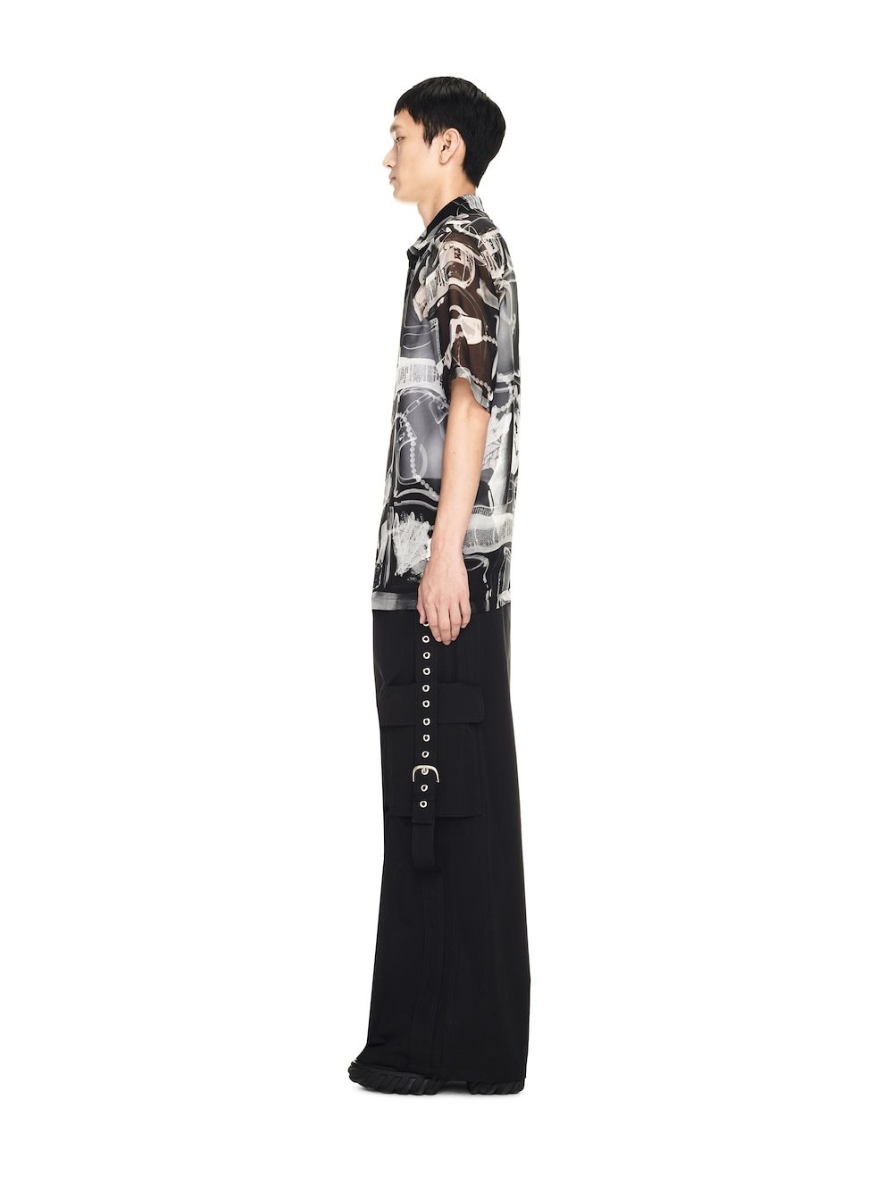 Off-white Cargo Pocket Wide Leg Trousers In Black