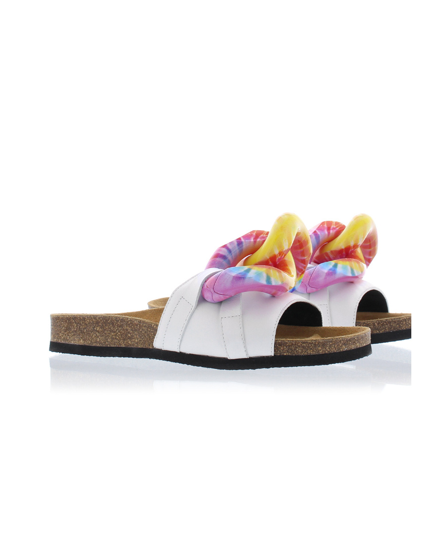 Jw Anderson Chain-embellished Leather Slides In Multicolor