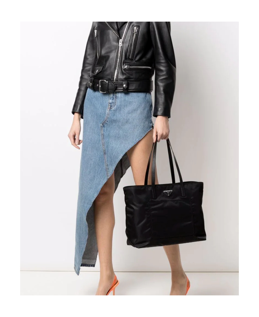Shop Prada Re-nylon Tote Bag In Black