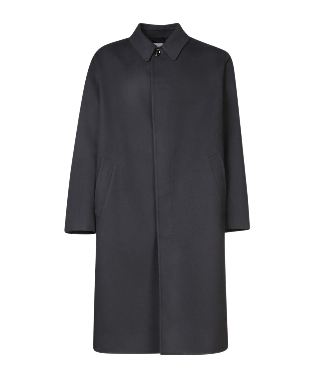 Lardini Collared Wool Coat Featuring Side Pockets In Black