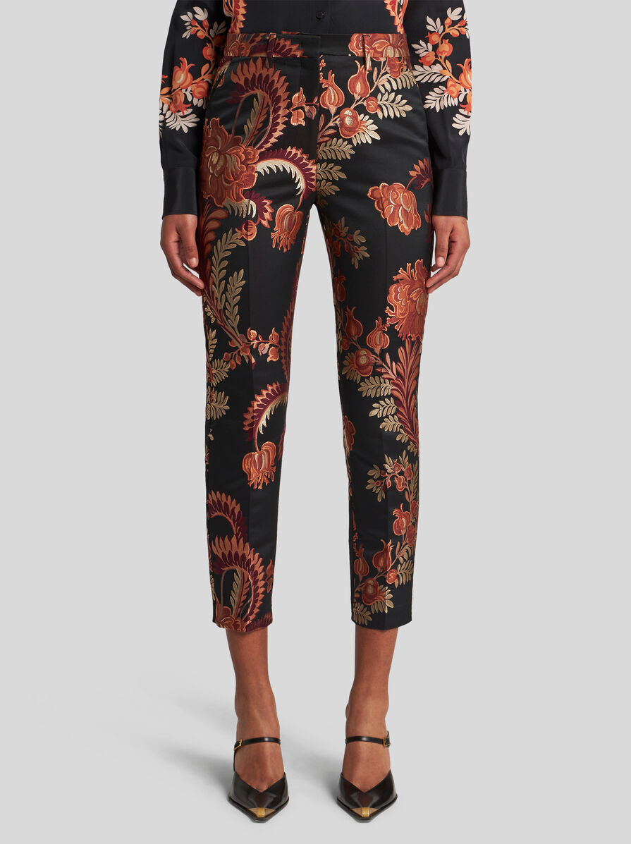 Etro Jacquard Cigarette Trousers In Black
