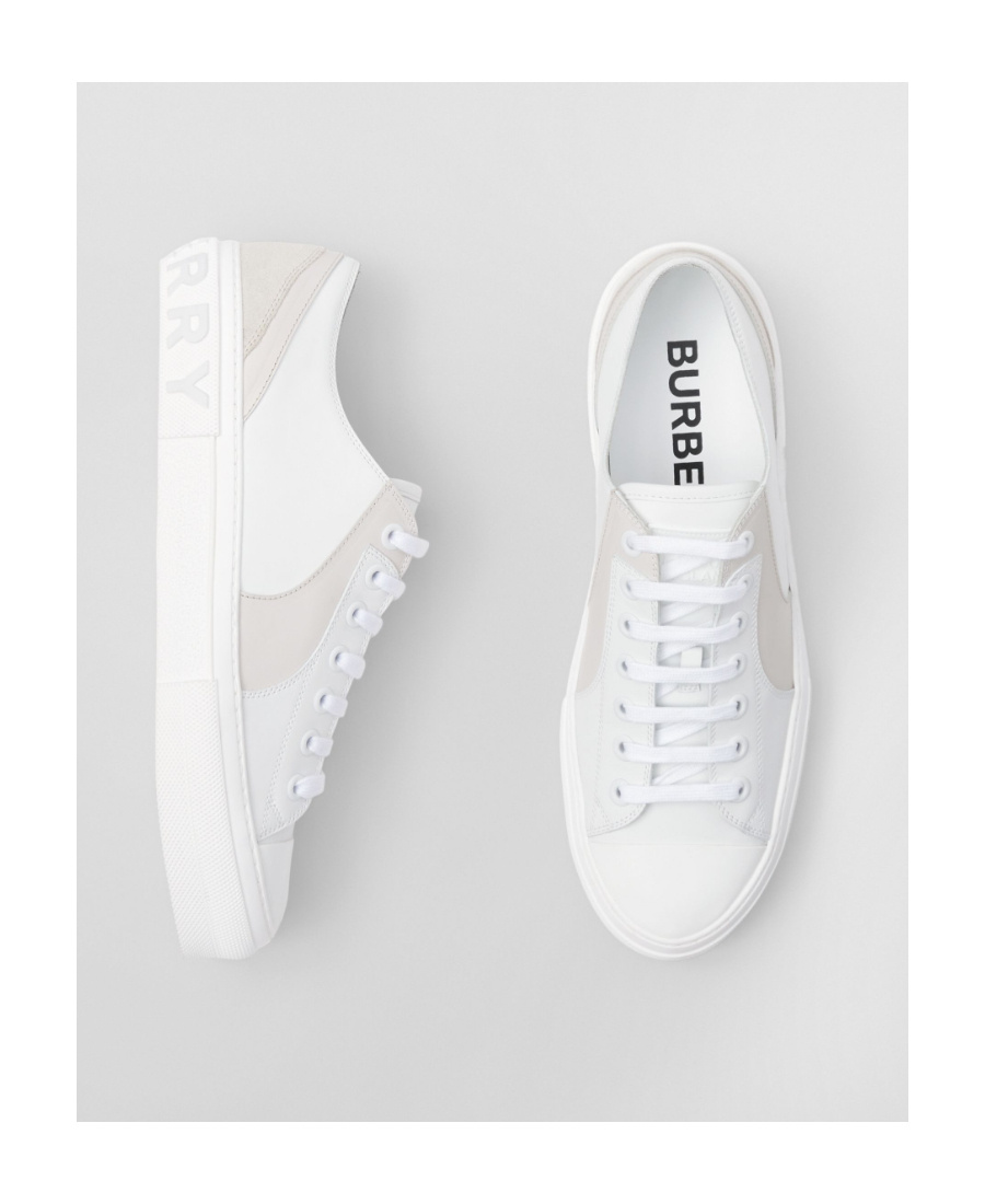 Burberry Two-tone Leather Sneakers In White