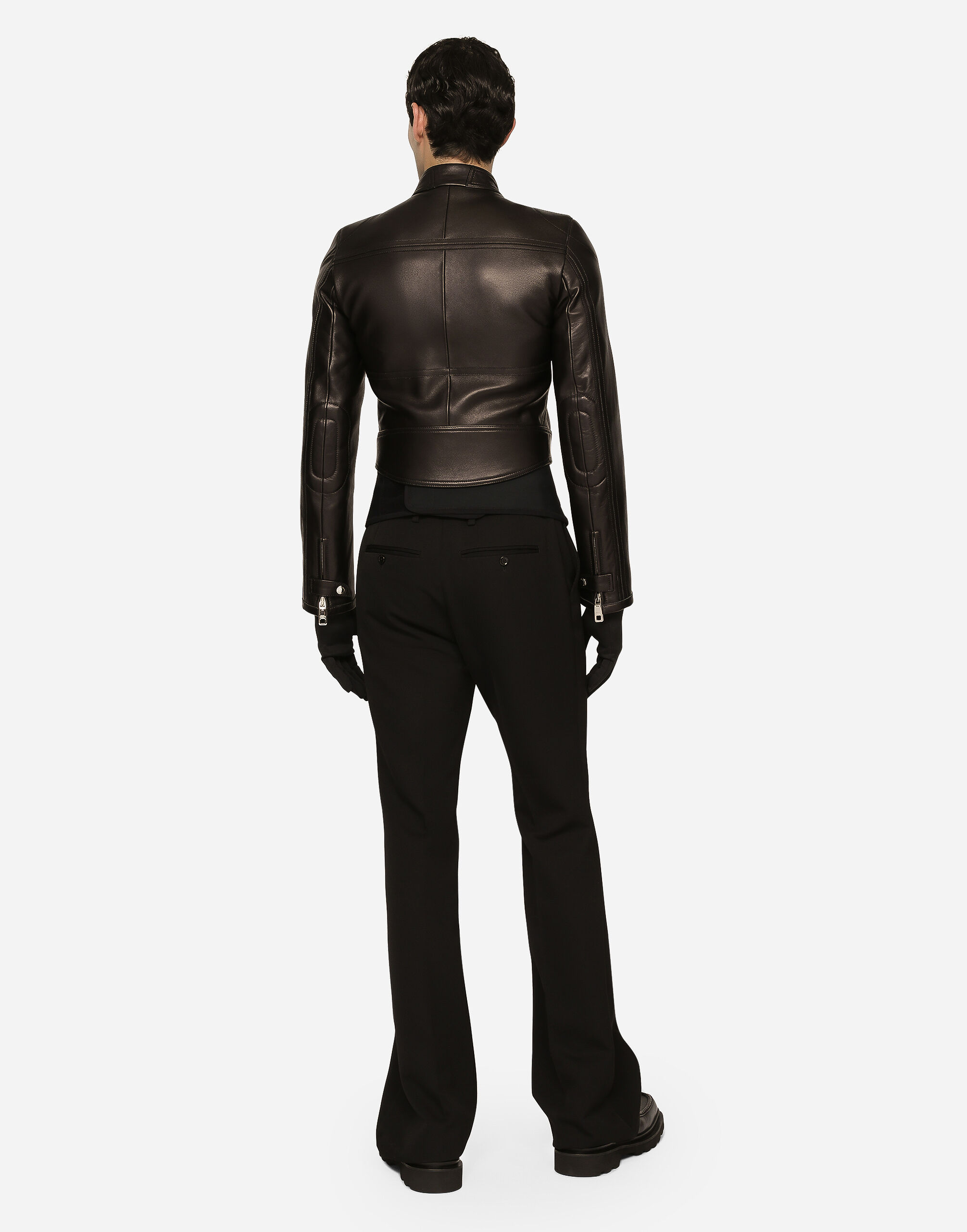 Dolce & Gabbana Nappa Leather Biker Jacket In Black