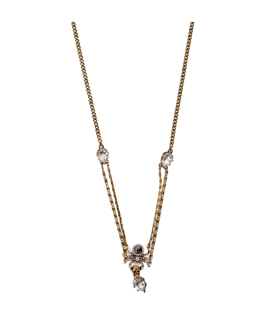 Alexander Mcqueen Skull-detail Chain Necklace In Yellow