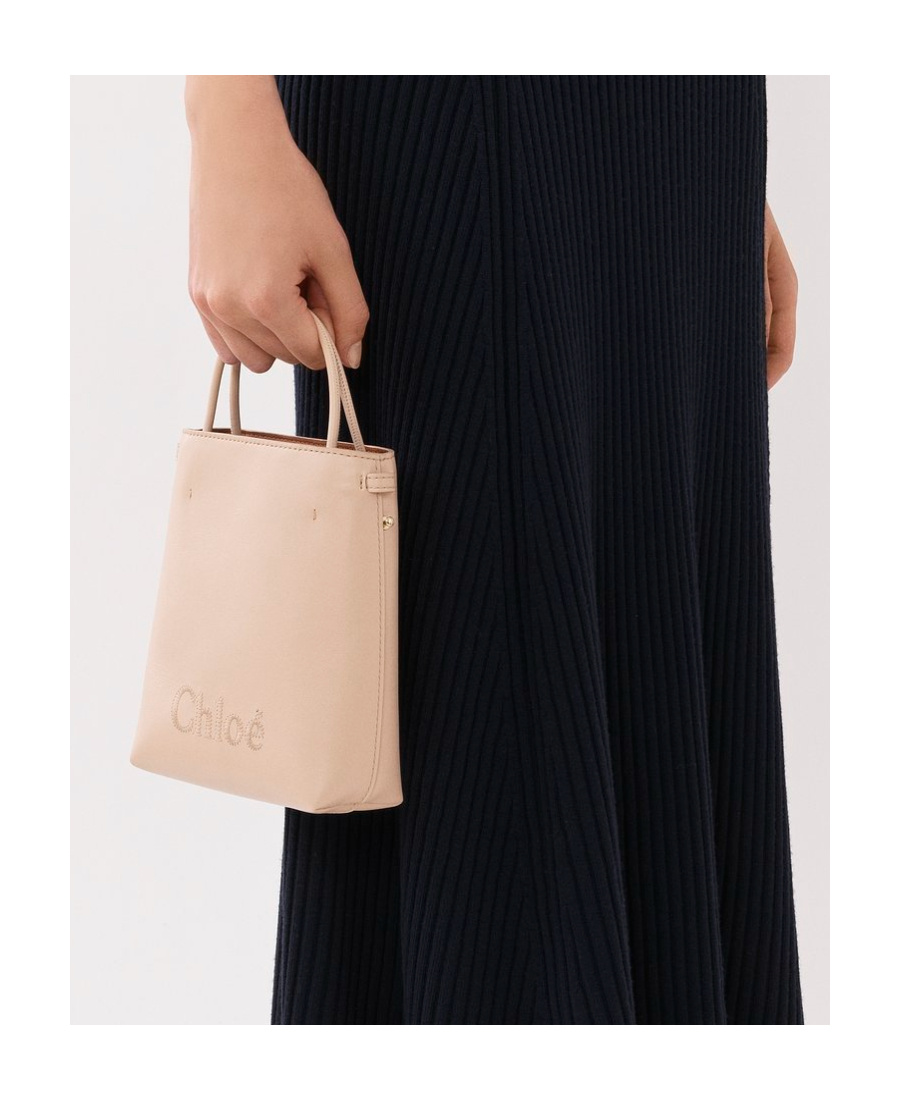 Chloé Micro Sense Tote Bag In Nude
