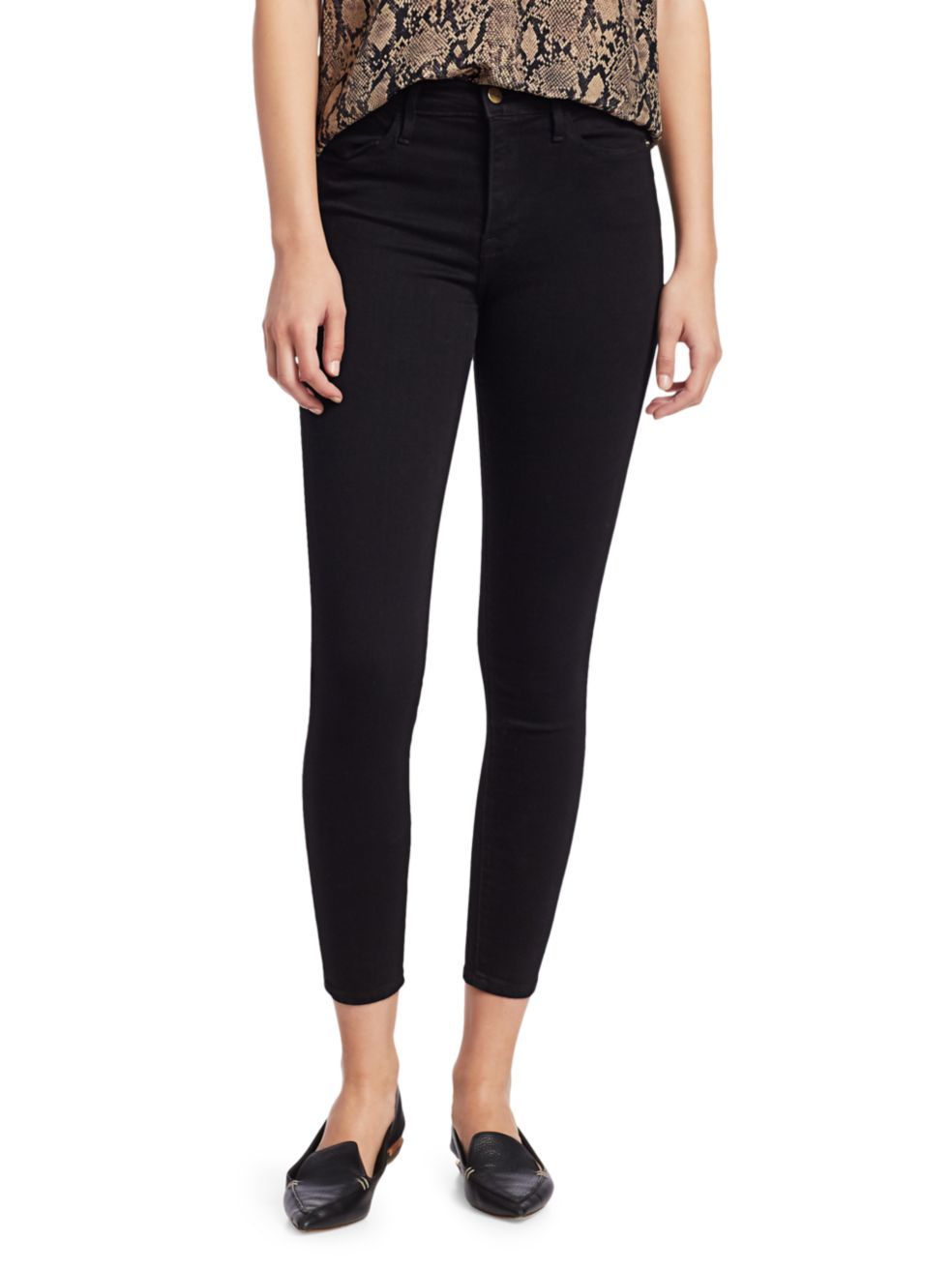 Frame Le High Skinny Jeans Billups Chewed In Black